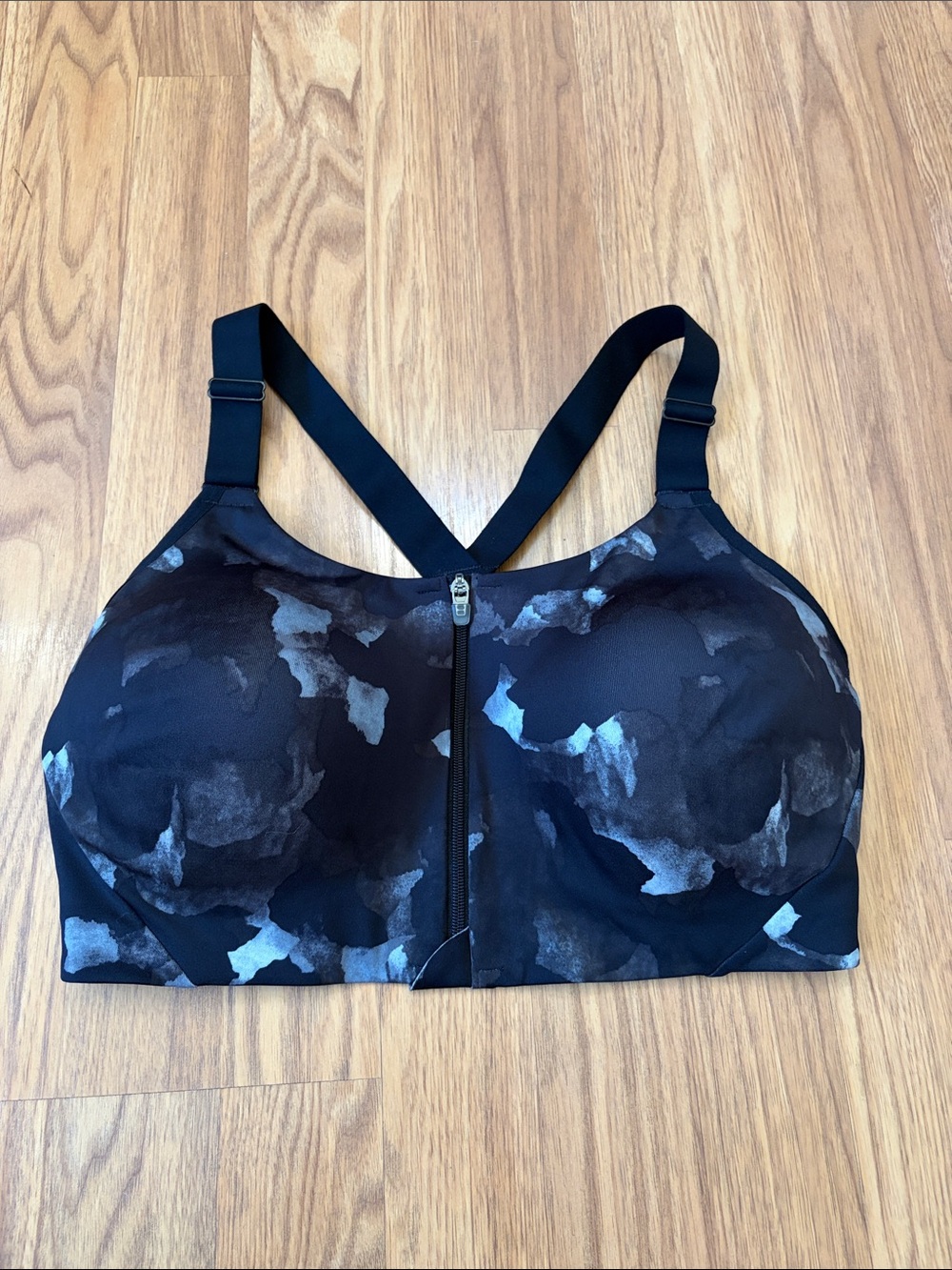 all in motion Front-Zip Floral-Print Sports Bra Size 38D